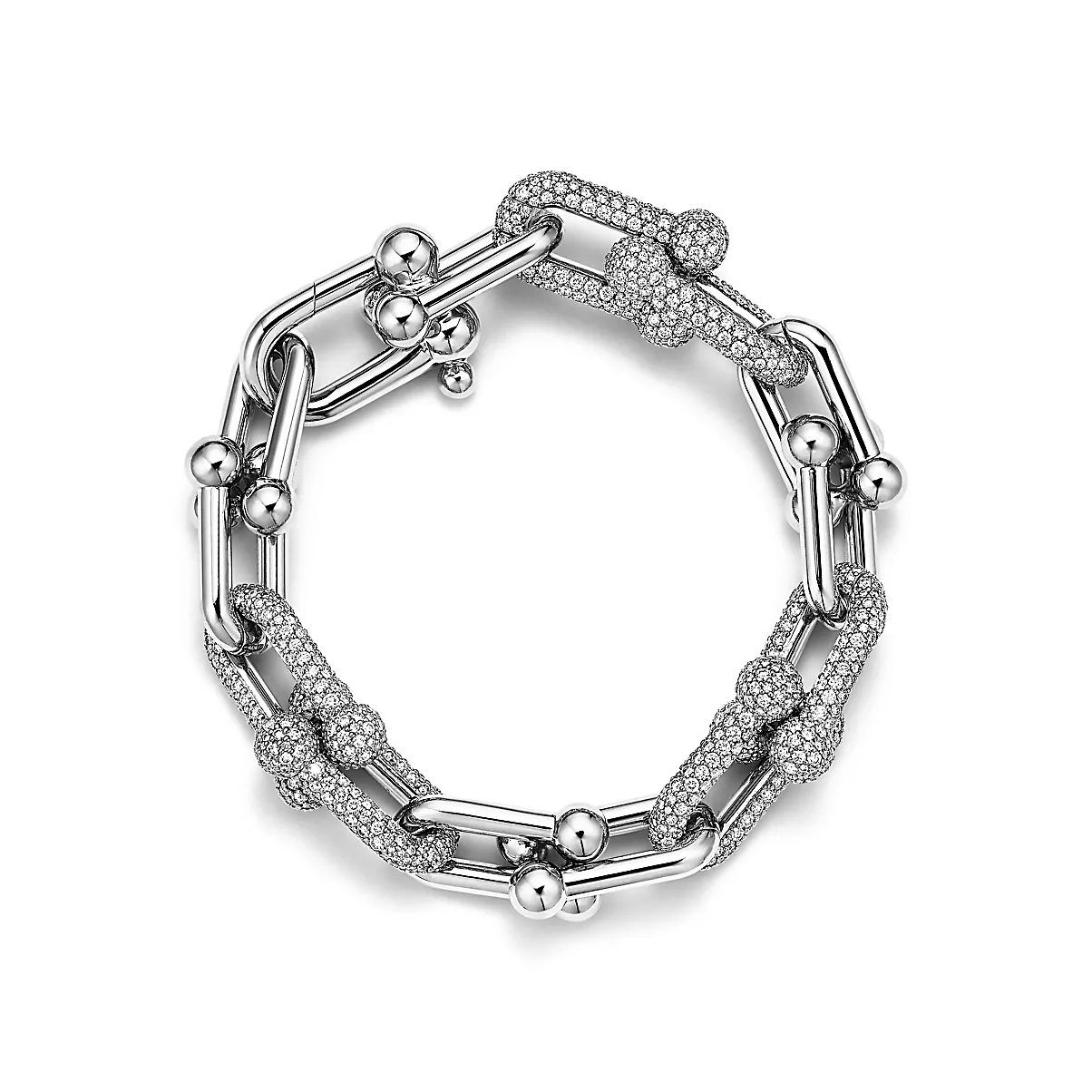 Tiffany HardWear Bracelet 18k White Gold With Palladium Round Brilliant Diamonds No color