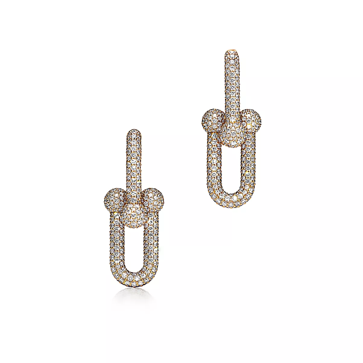 Tiffany HardWear Earrings 18K 옐로우 골드 라운드 브릴리언트 다이아몬드 One Scale