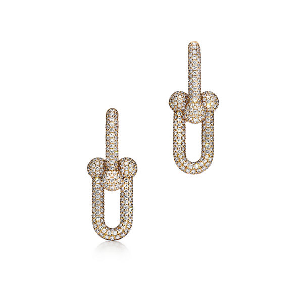 Tiffany HardWear:Large Link Earrings in Yellow Gold with Diamonds