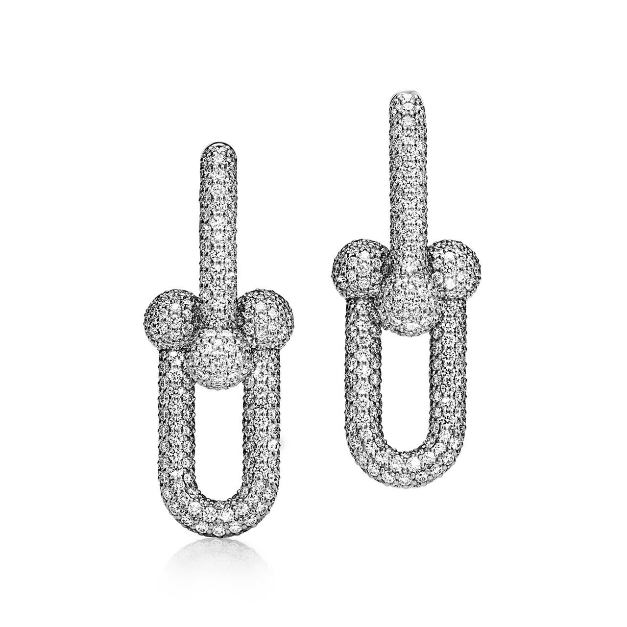 Tiffany HardWear:Large Link Earrings in White Gold with Pavé Diamonds image number 0