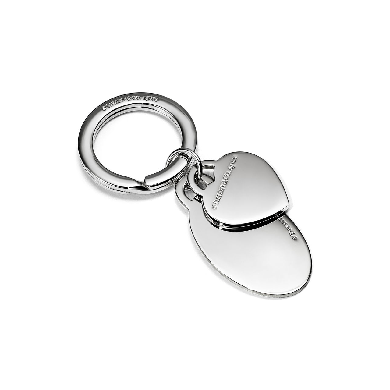 Oval and Heart Tag Keyring in Silver with Tiffany Blue®