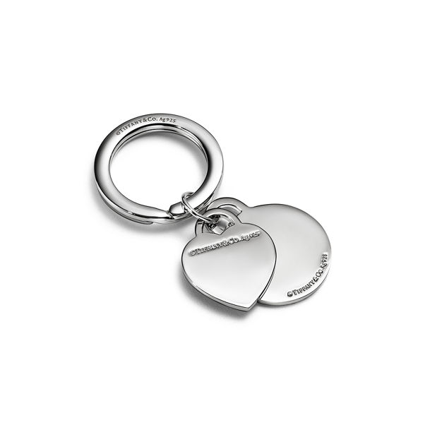 Return to Tiffany™:Round and Heart Tag Keyring in Silver with Tiffany Blue®