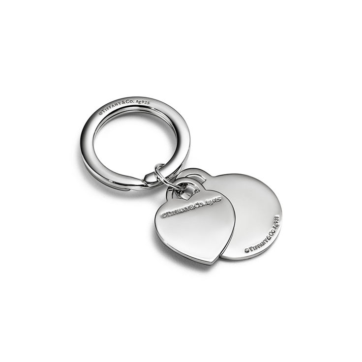 Return to Tiffany™:Round and Heart Tag Keyring in Silver with Tiffany Blue® image number 1