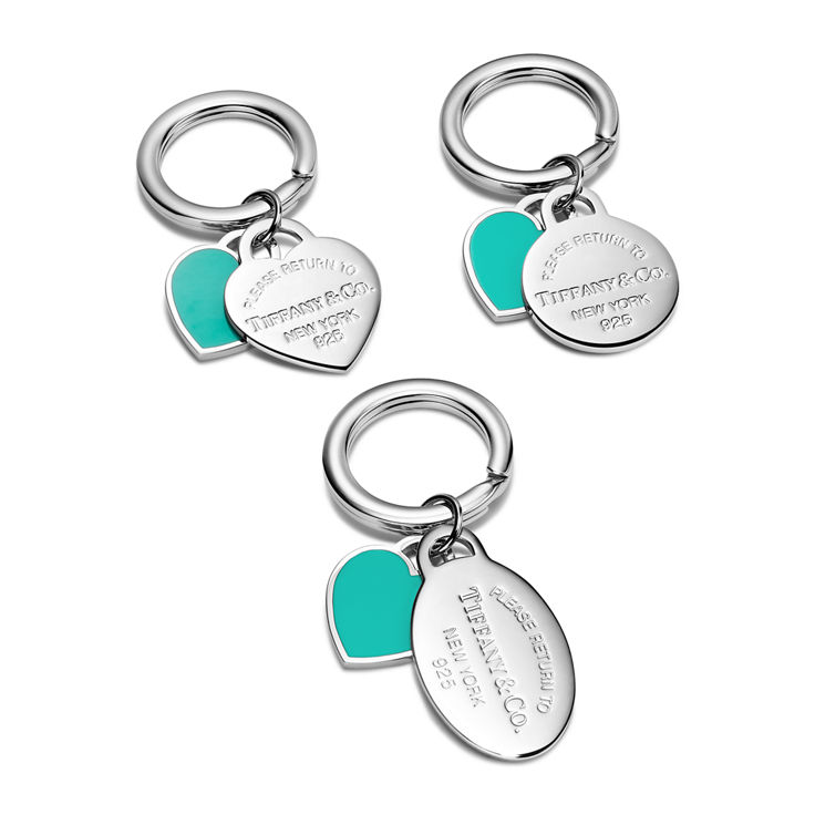 Return to Tiffany™:Round and Heart Tag Keyring in Silver with Tiffany Blue® image number 2