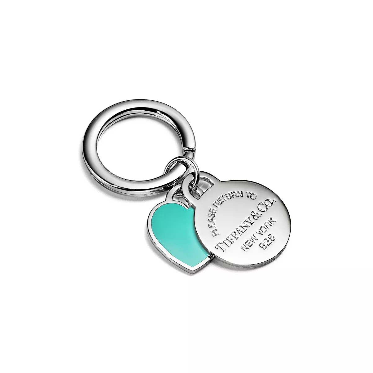 Portachiavi Round and Heart Tag in argento con Tiffany Blue&reg;