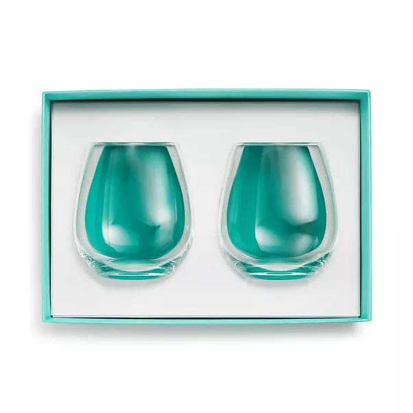 Stemless Red Wine Glasses in Crystal Glass, Set of Two