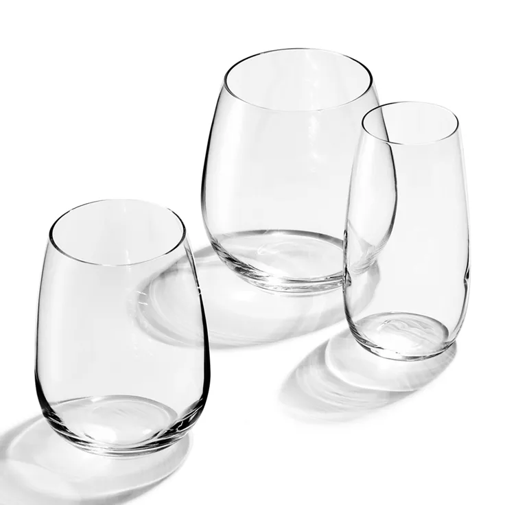 Tiffany Home Essentials:Stemless Red Wine Glasses in Crystal Glass, Set of Two, 2