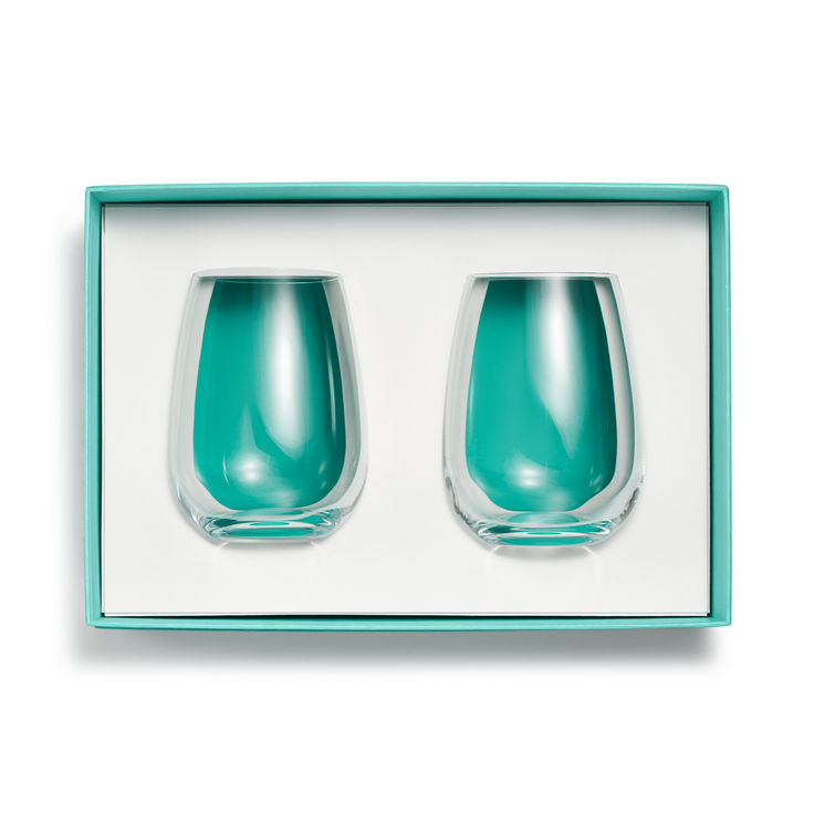 Tiffany Home Essentials:Stemless White Wine Glasses in Crystal Glass, Set of Two image number 1