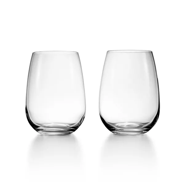 Stemless White Wine Glasses in Crystal Glass, Set of Two