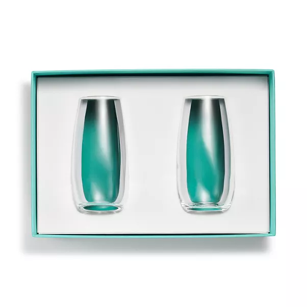 Stemless Champagne Flutes in Crystal Glass, Set of Two