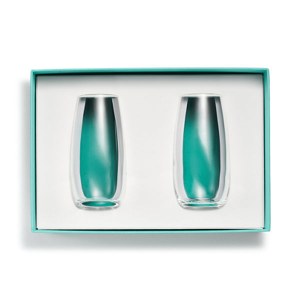 Tiffany Home Essentials:Stemless Champagne Flutes in Crystal Glass, Set of Two