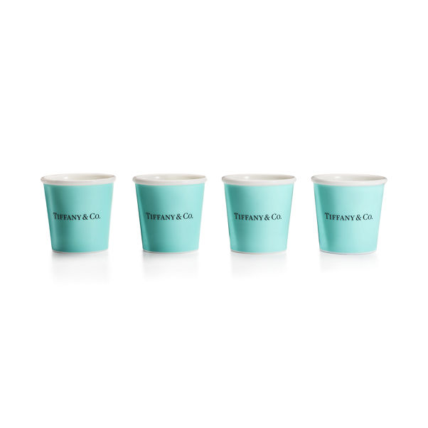 Tiffany Cups:Tiffany Espresso Cups in Bone China, Set of Four