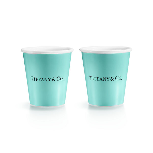 Tiffany Cups:Tiffany Coffee Cups in Bone China, Set of Two