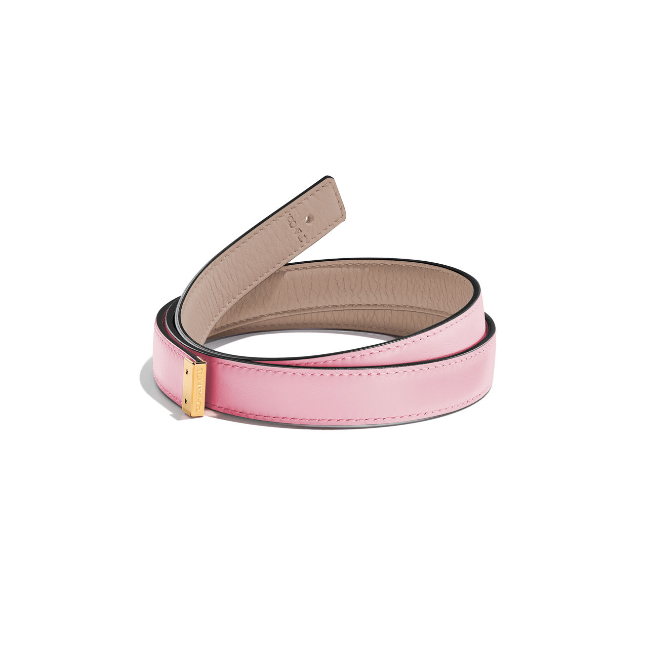 Reversible Belt Strap in Taupe and Morganite Pink Leather, 20 mm Wide