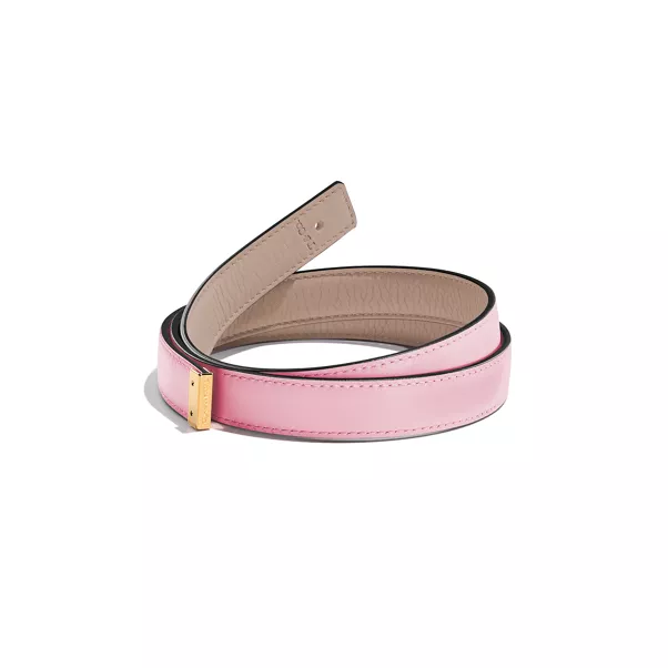 Reversible Belt Strap in Taupe and Morganite Pink Leather, 20 mm Wide