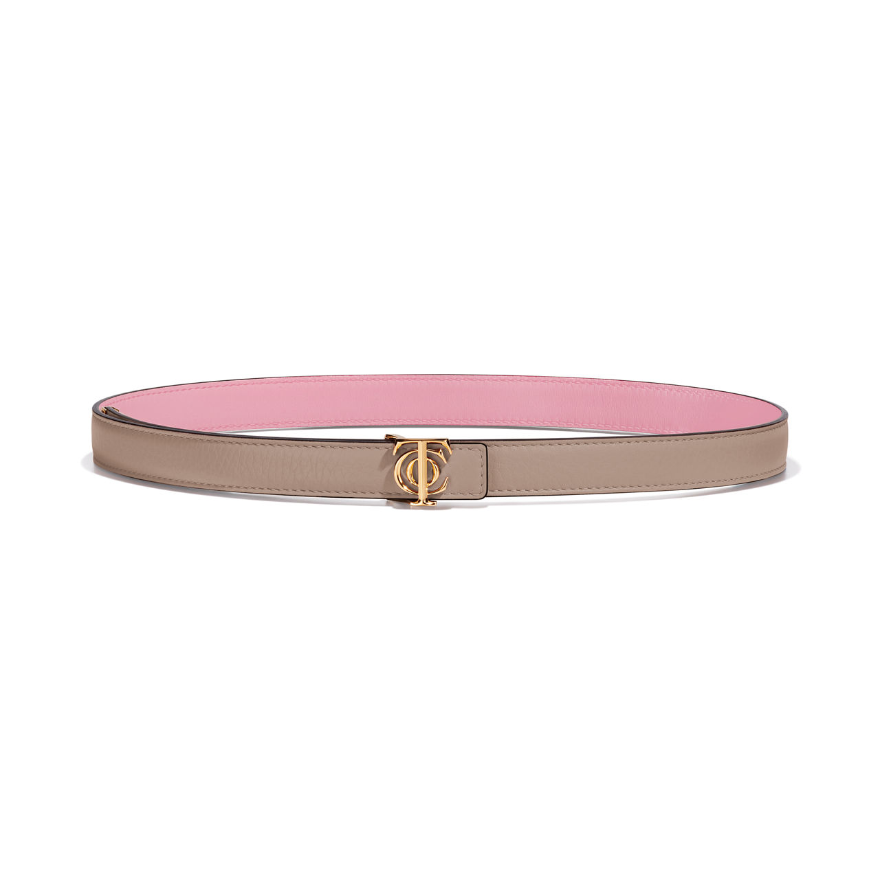 T&CO.®:Reversible Belt Strap in Taupe and Morganite Pink Leather, 20 mm Wide image number 2