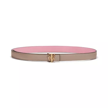 T&CO.®:Reversible Belt Strap in Taupe and Morganite Pink Leather, 20 mm Wide, 2