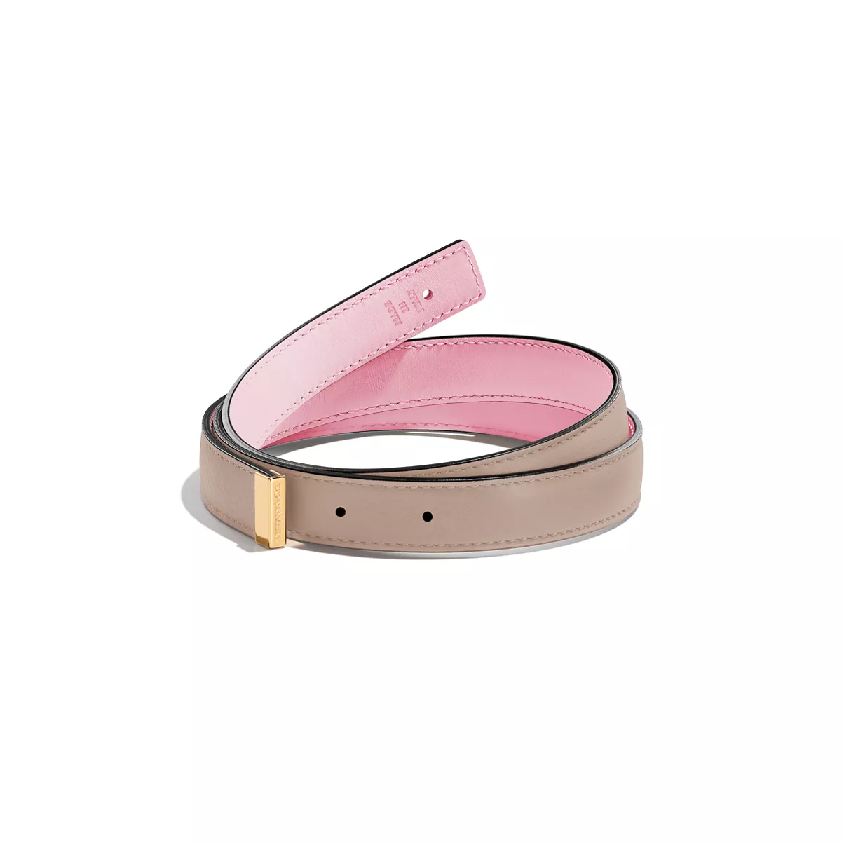 Reversible Belt Strap in Taupe and Morganite Pink Leather, 20 mm Wide