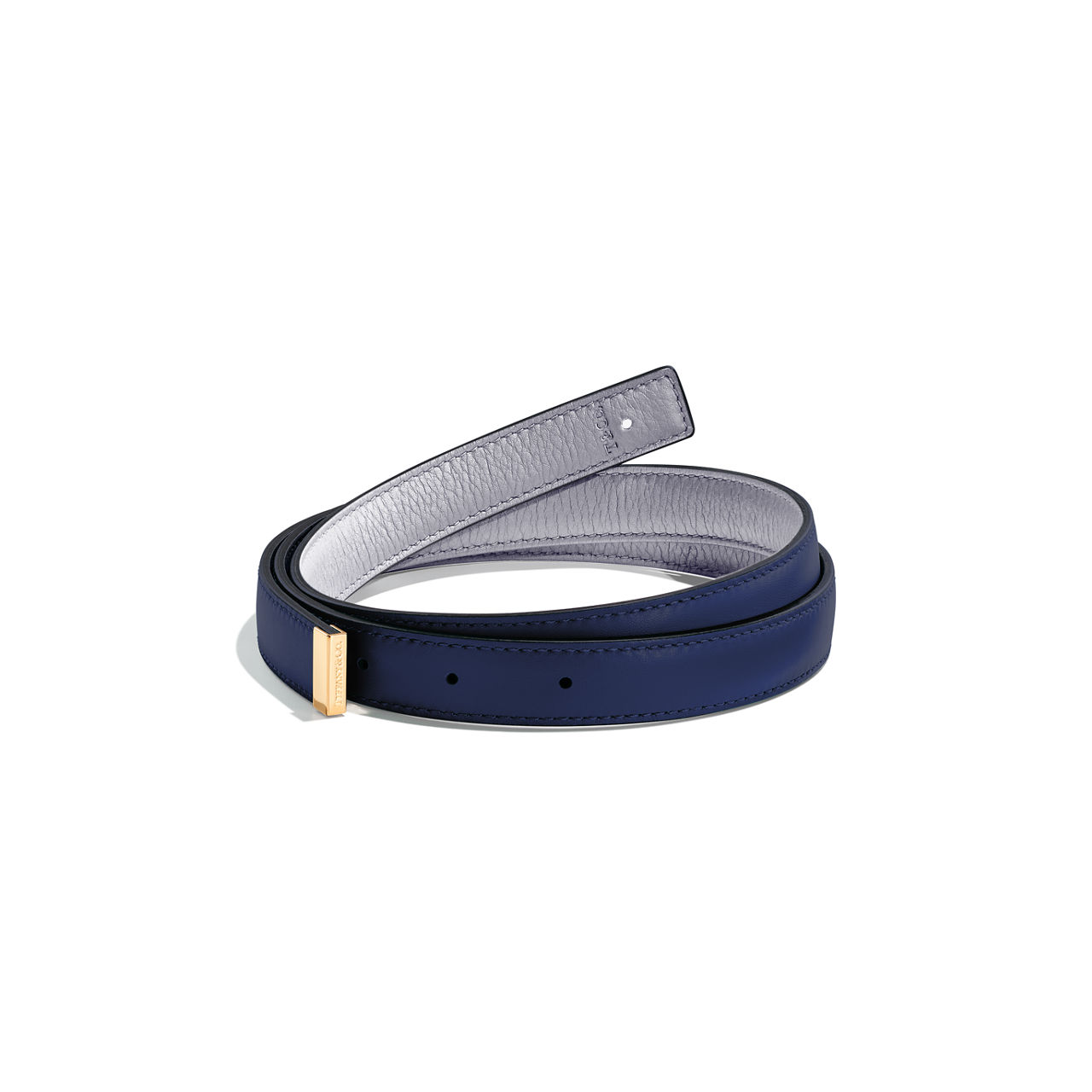 Reversible Belt Strap in Gray and Navy Leather, 20 mm Wide