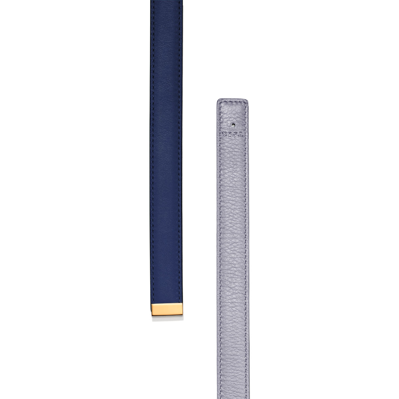 T&CO.®:Reversible Belt Strap in Gray and Navy Leather, 20 mm Wide image number 3