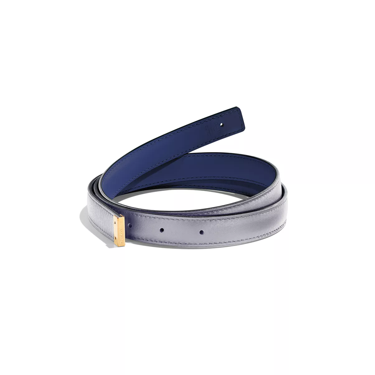Reversible Belt Strap in Gray and Navy Leather, 20 mm Wide