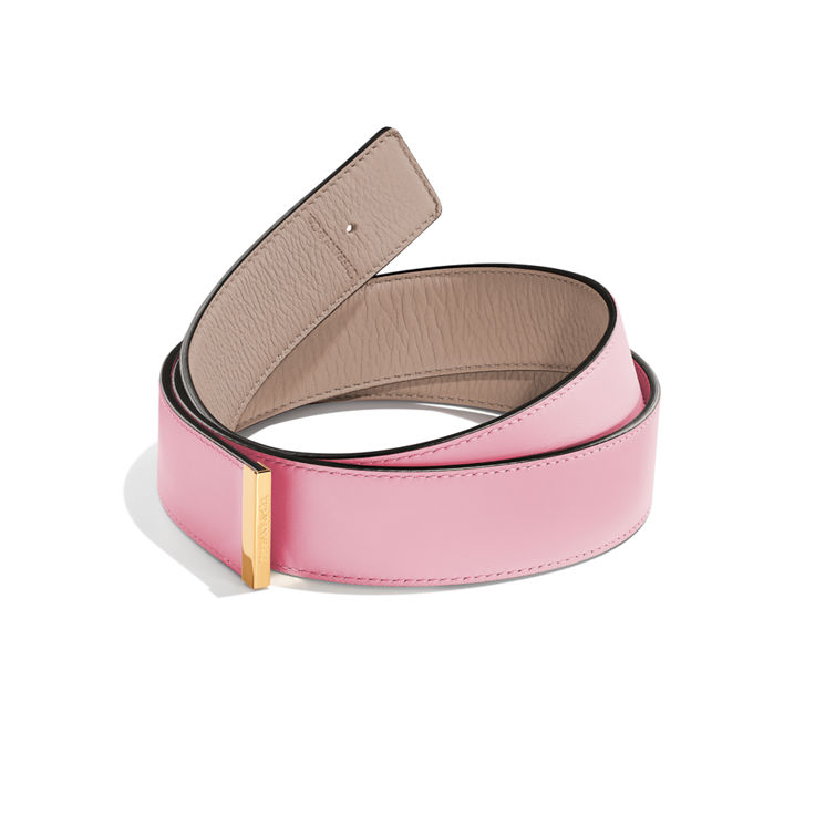 T&CO.®:Reversible Belt Strap in Taupe and Morganite Pink Leather, 35 mm Wide image number 1