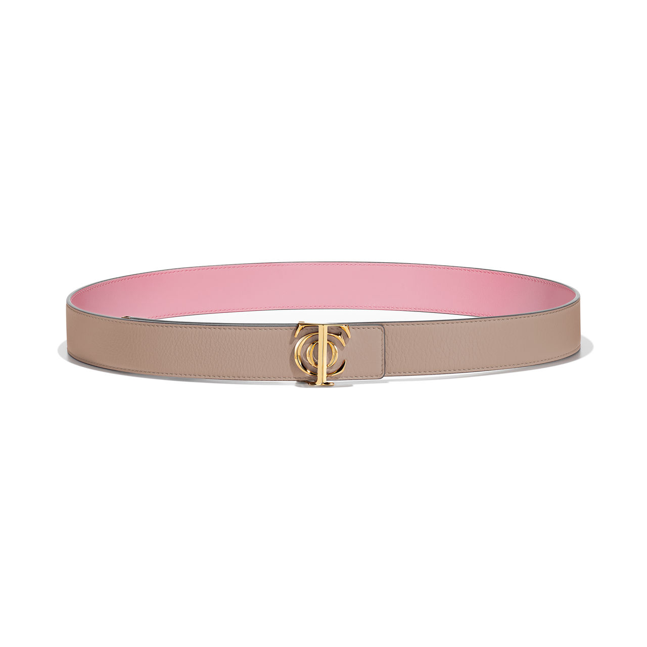 T&CO.®:Reversible Belt Strap in Taupe and Morganite Pink Leather, 35 mm Wide image number 2