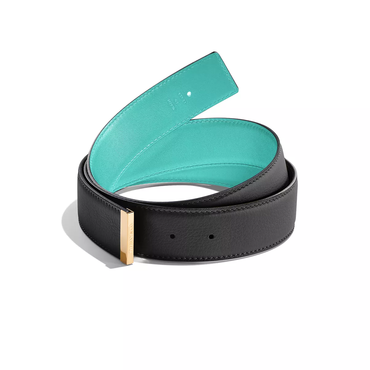 Reversible Belt Strap in Tiffany Blue&reg; and Black Leather, 35 mm Wide