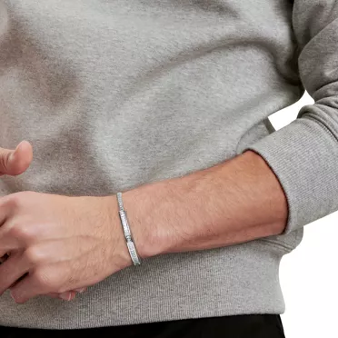 Tiffany Lock:Bangle in White Gold with Baguette and Pav&eacute; Diamonds, 2