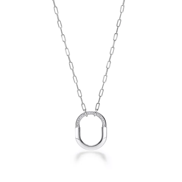 Pendente in oro bianco con diamanti, medio