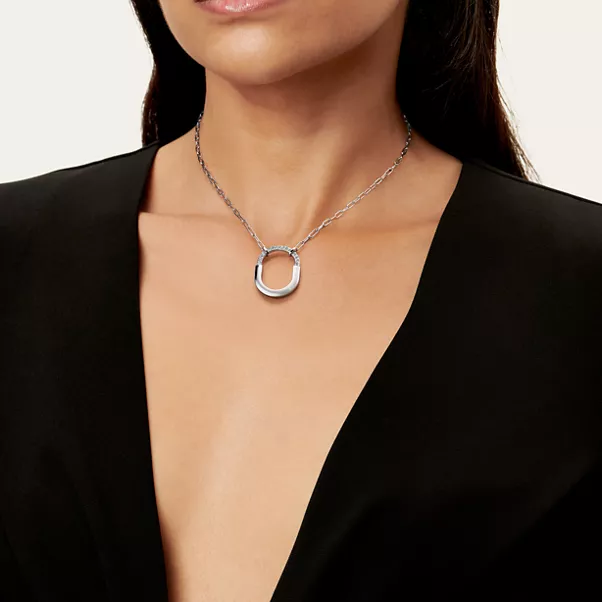 Pendente in oro bianco con diamanti, medio