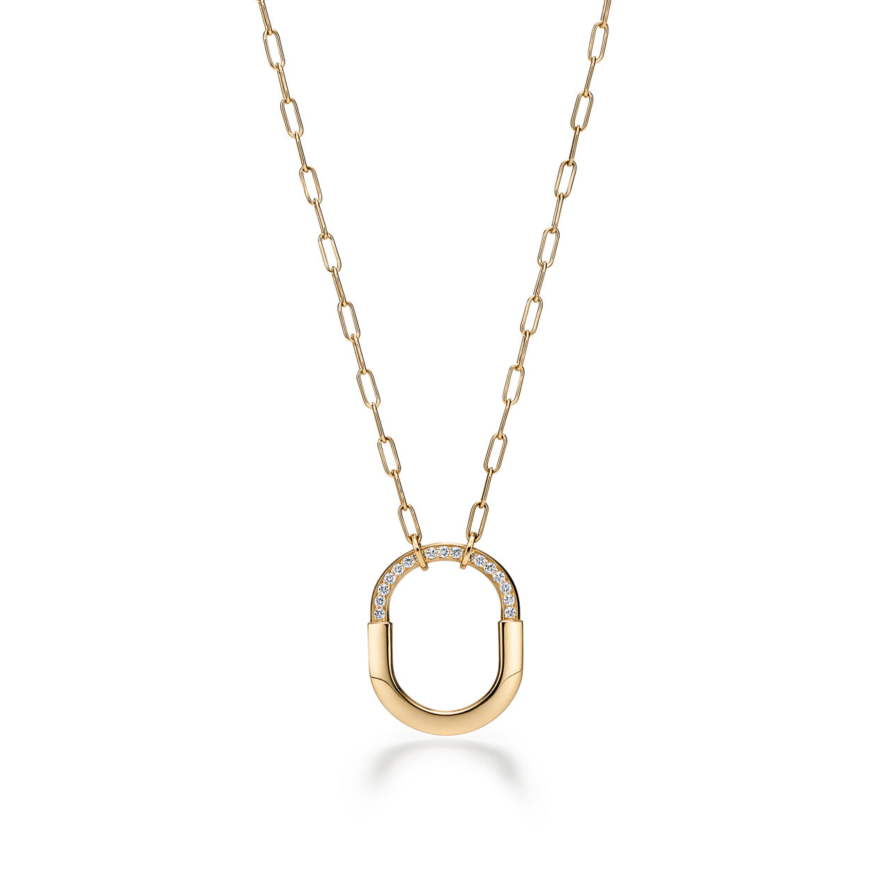 Pendant in Yellow Gold with Diamonds, Medium