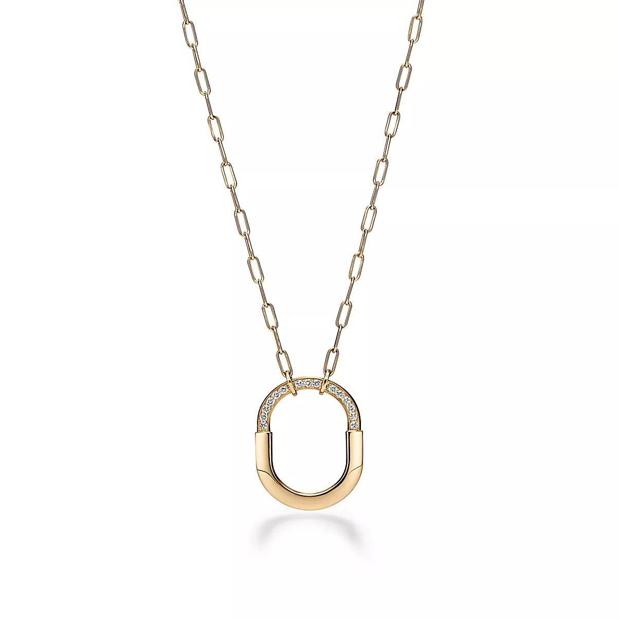 Tiffany Lock Pendant w/Chain 18K 옐로우 골드 다이아몬드 One Scale