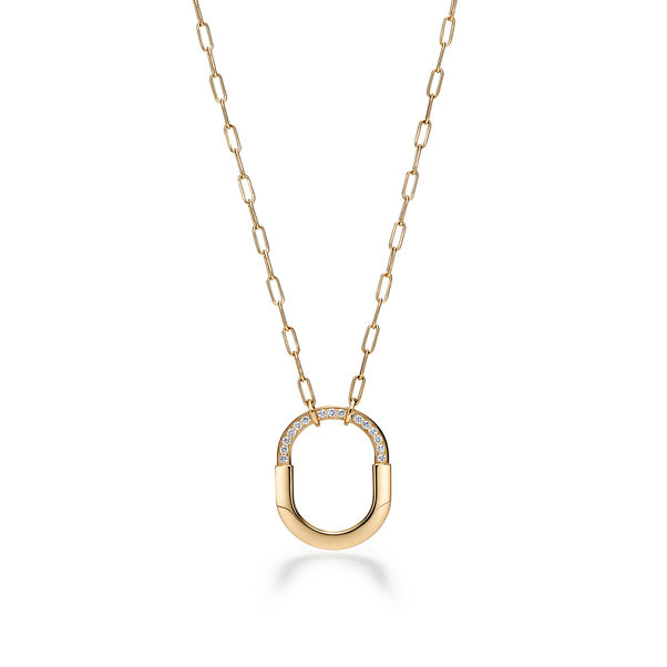 Tiffany Lock:Pendant in Yellow Gold with Diamonds, Medium