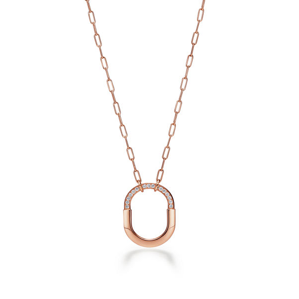 Tiffany Lock:Pendant in Rose Gold with Diamonds, Medium