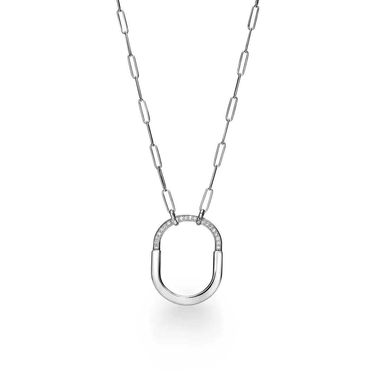 Pendant in White Gold with Diamonds, Large
