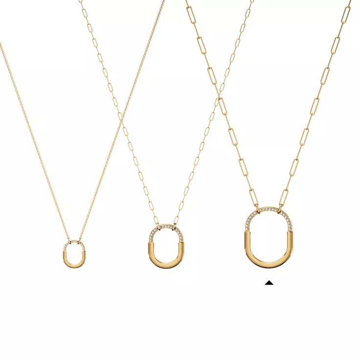 Tiffany Lock:Pendant in Yellow Gold with Diamonds, Large, 6