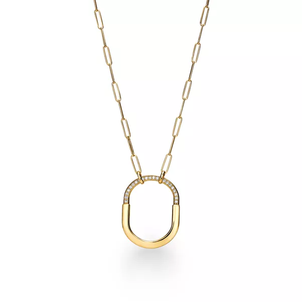 Pendant in Yellow Gold with Diamonds, Large