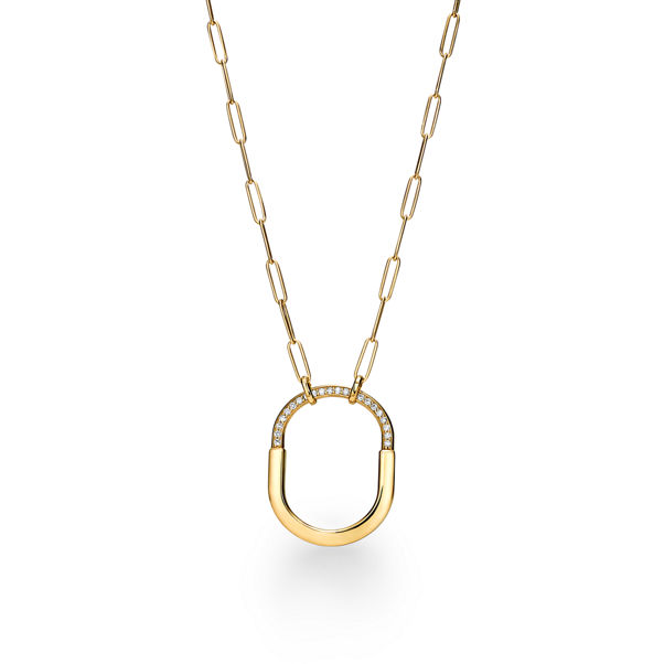 Tiffany Lock:Pendant in Yellow Gold with Diamonds, Large