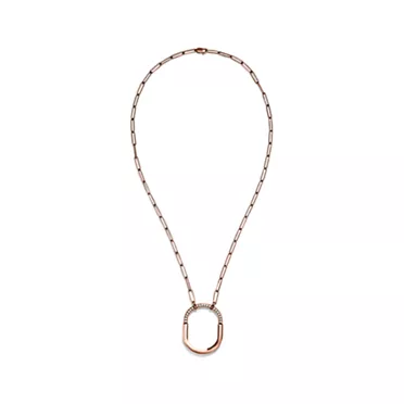Tiffany Lock:Pendant in Rose Gold with Diamonds, Large, 2