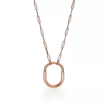 Tiffany Lock:Pendant in Rose Gold with Diamonds, Large, 3