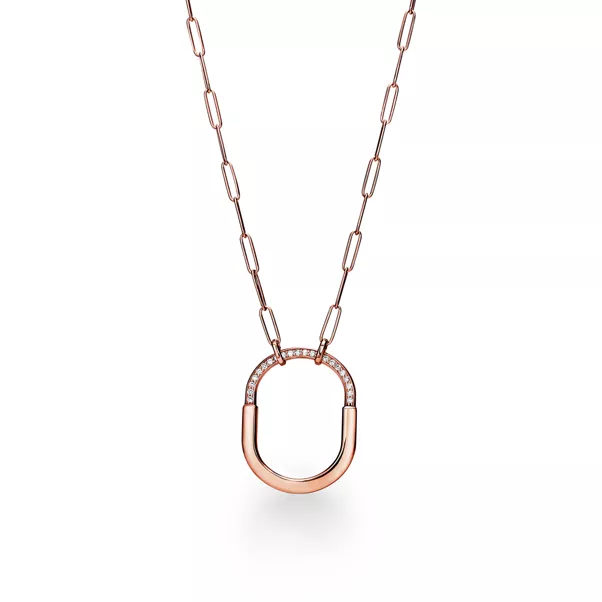 Anhänger in Roségold mit Diamanten, Large