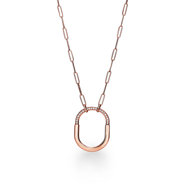 Tiffany Lock:Pendant in Rose Gold with Diamonds, Large