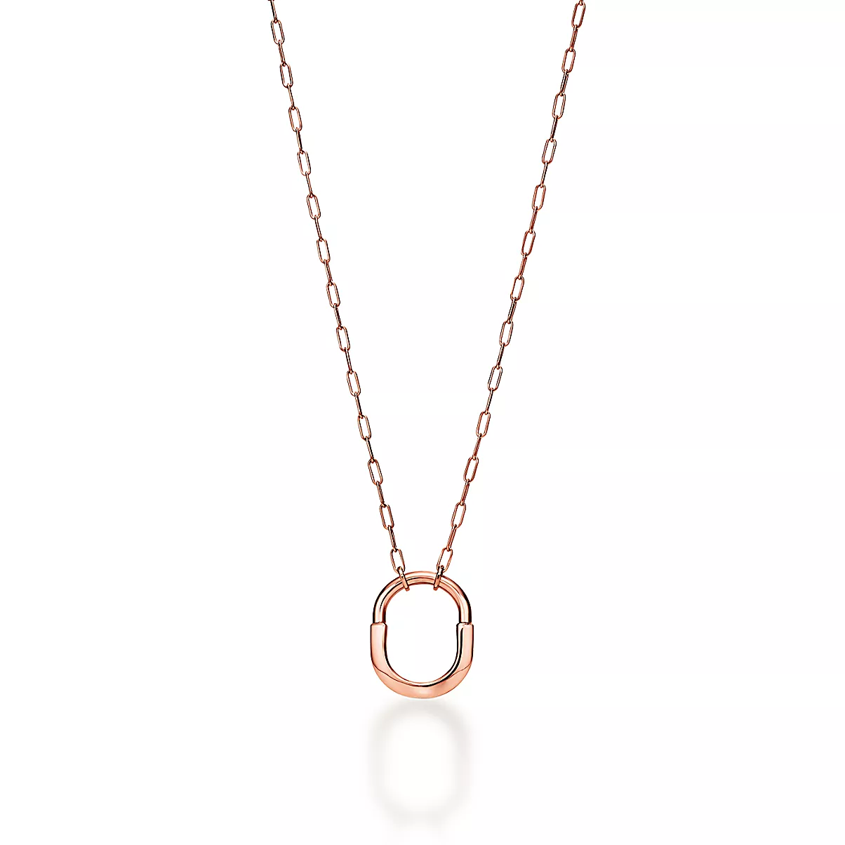 Tiffany Lock Pendant w/Chain 18K 로즈 골드 No Gemstone One Scale