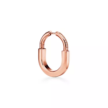 Tiffany Lock:Earrings in Rose Gold with Diamonds, Medium, 3