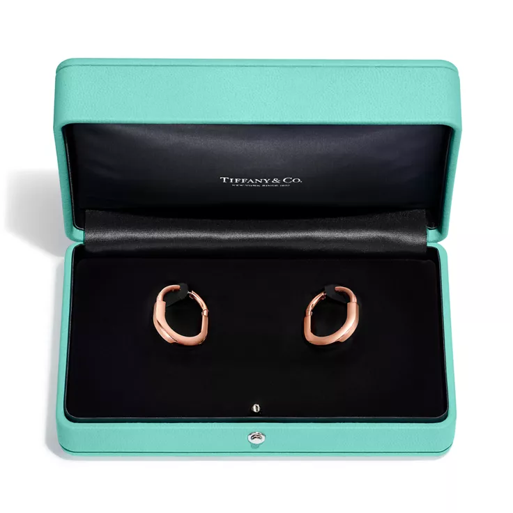 Tiffany Lock:Earrings in Rose Gold with Diamonds, Medium, 4