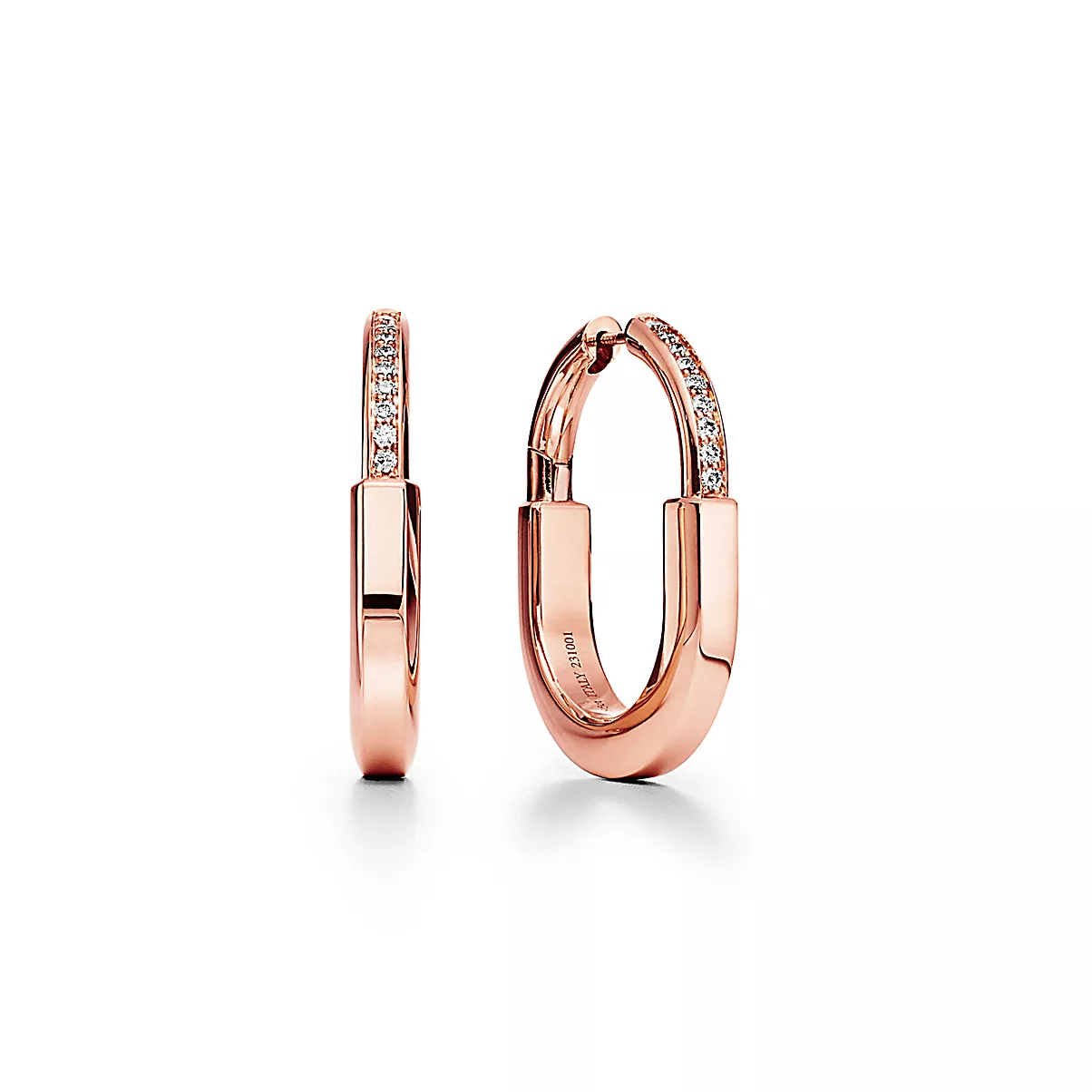 Tiffany Lock Earrings 18K 로즈 골드 다이아몬드 One Scale