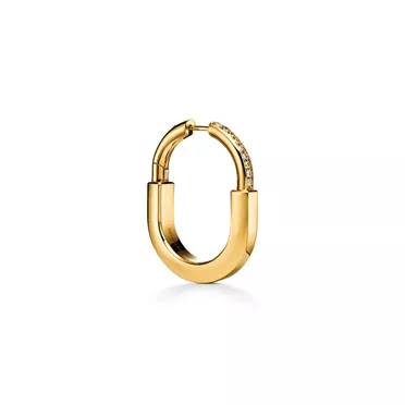 Tiffany Lock:Earrings in Yellow Gold with Diamonds, Medium, 3