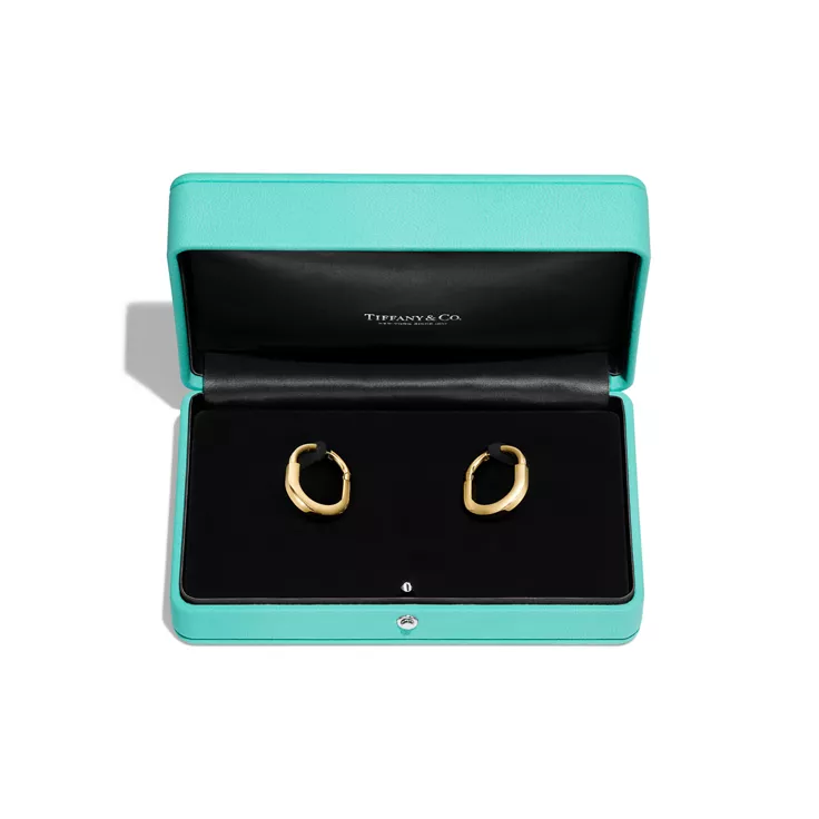 Tiffany Lock:Earrings in Yellow Gold with Diamonds, Medium, 4