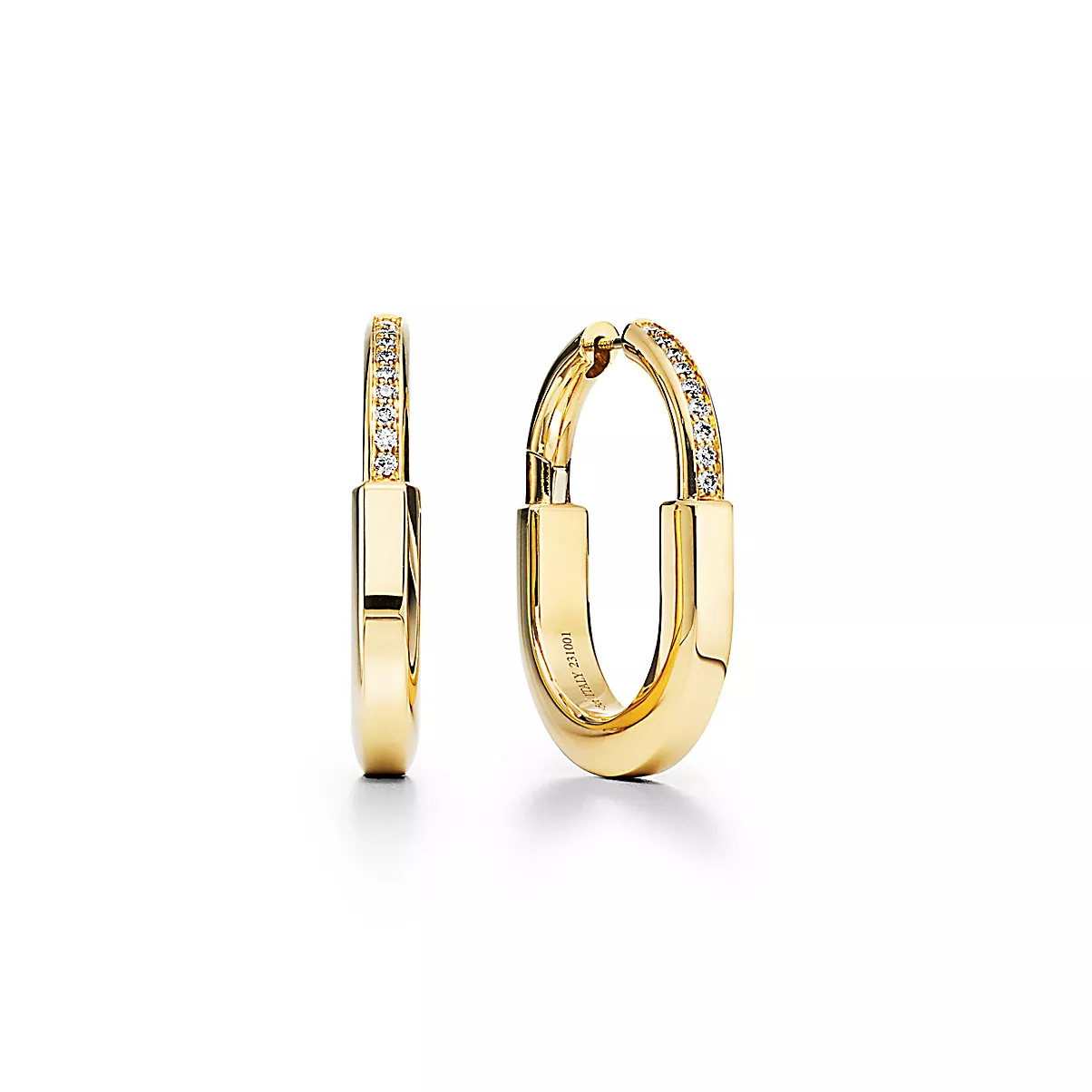 Tiffany Lock Earrings 18K 옐로우 골드 다이아몬드 One Scale